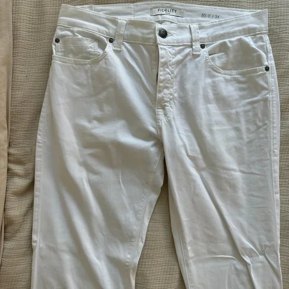 Fidelity Denim Mens Jeans 50-11 Straight Leg White Pants - Picture 4 of 4